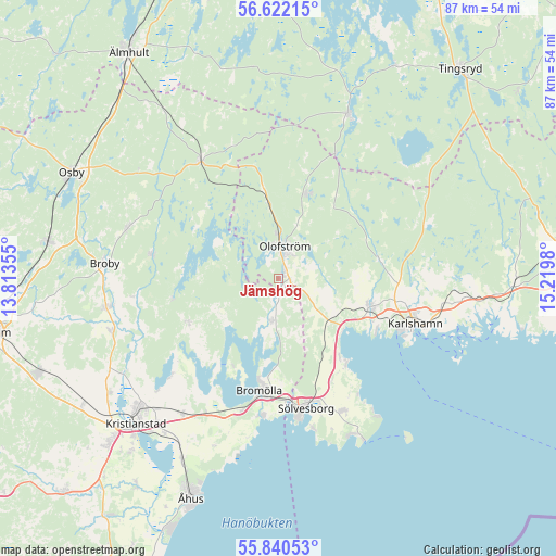 Jämshög on map