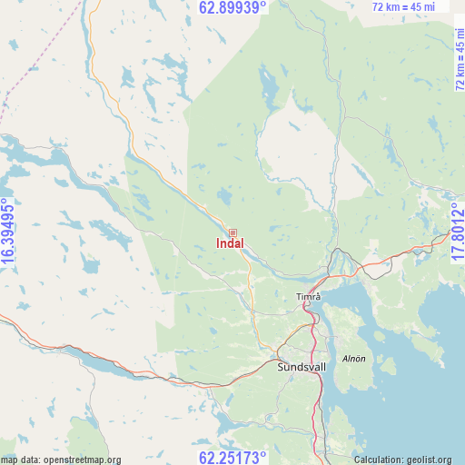 Indal on map