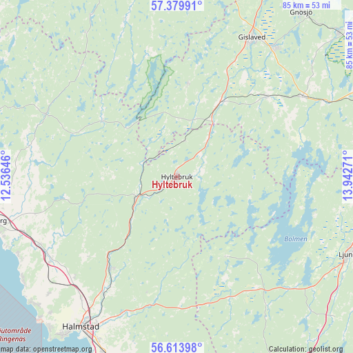 Hyltebruk on map