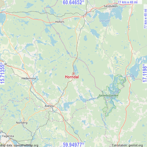 Horndal on map