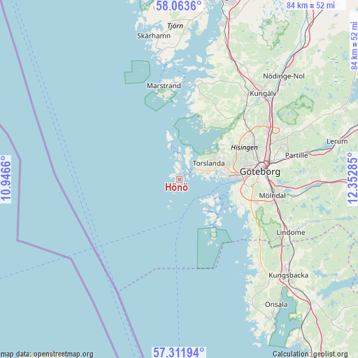 Hönö on map