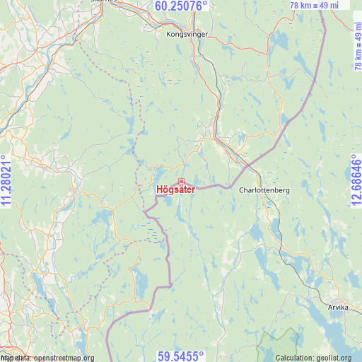 Högsäter on map