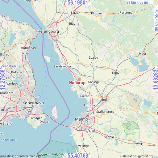 Hofterup on map