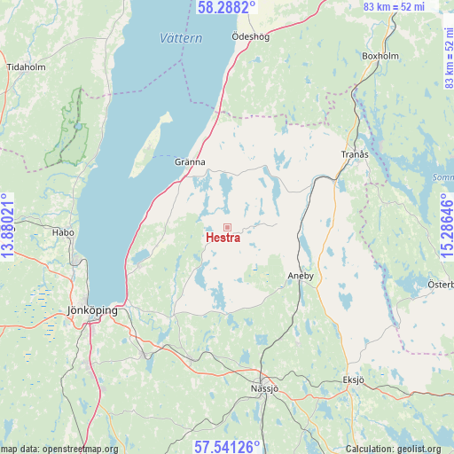Hestra on map