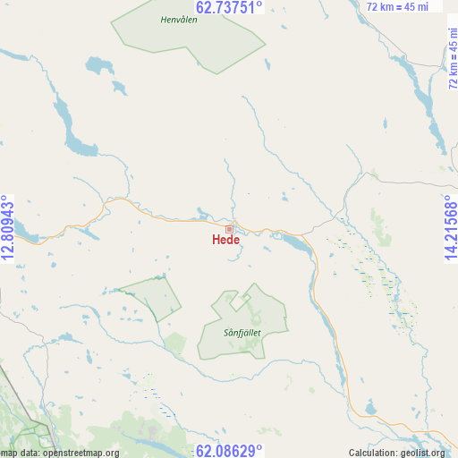 Hede on map