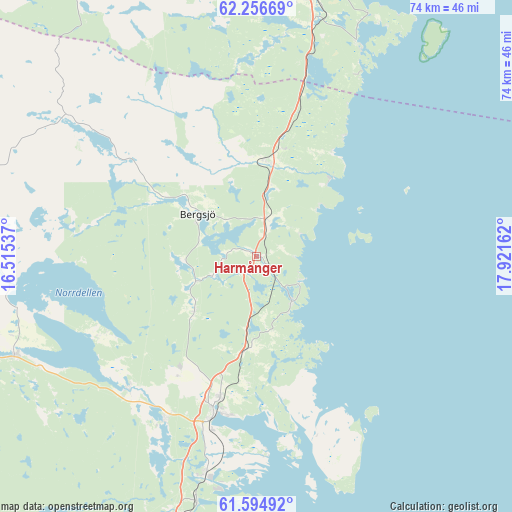 Harmånger on map