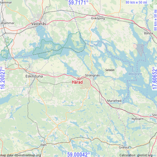 Härad on map