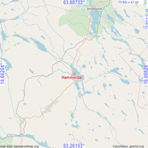Hammerdal on map