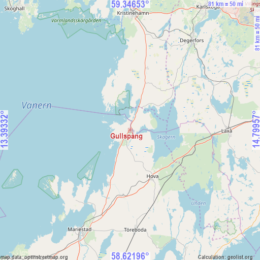 Gullspång on map