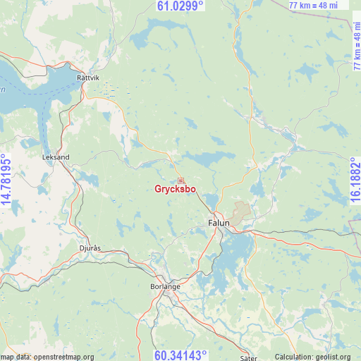 Grycksbo on map