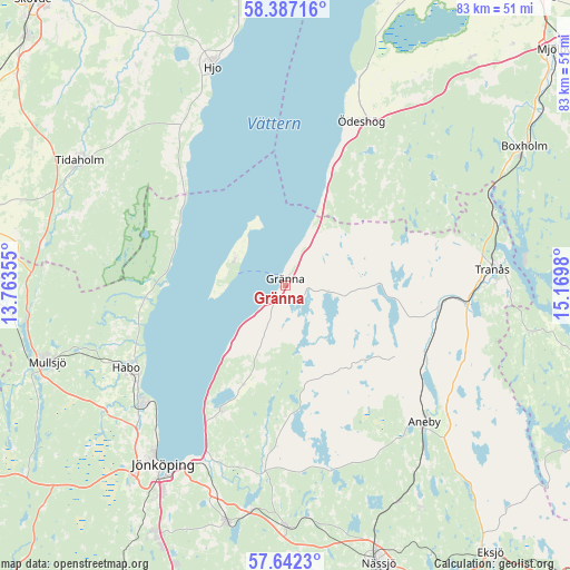 Gränna on map