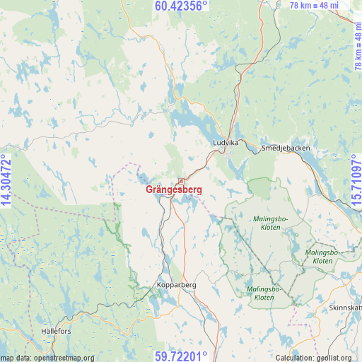 Grängesberg on map