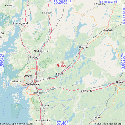 Gråbo on map