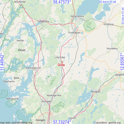 Göta on map