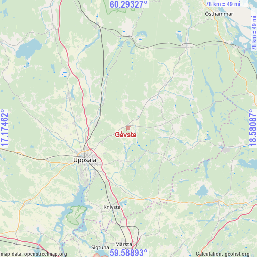 Gåvsta on map