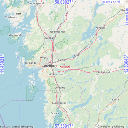 Furulund on map