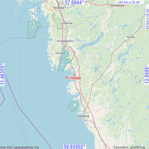 Frillesås on map