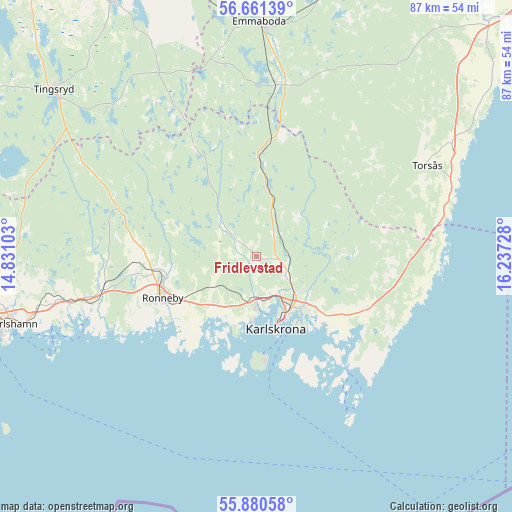 Fridlevstad on map