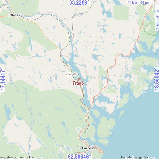 Frånö on map