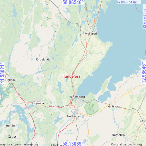 Frändefors on map