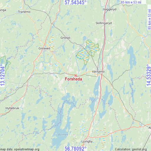Forsheda on map
