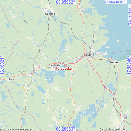 Forsbacka on map