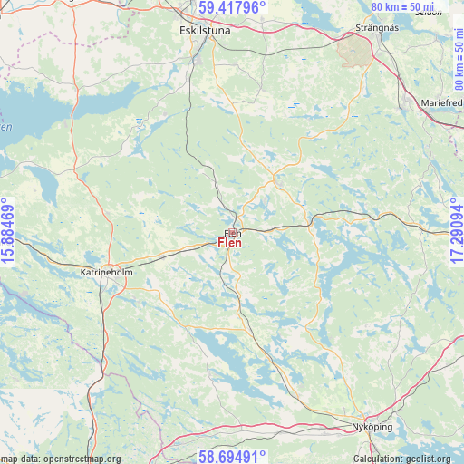 Flen on map