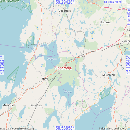 Finnerödja on map