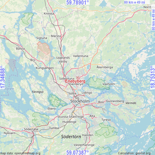 Enebyberg on map