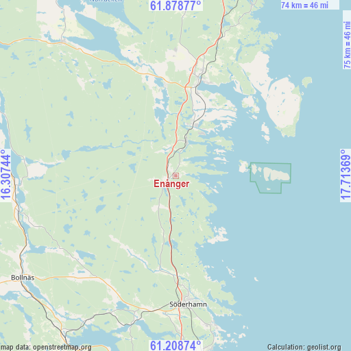 Enånger on map