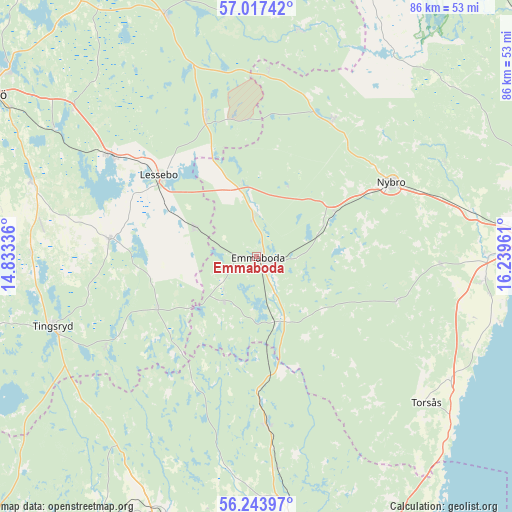 Emmaboda on map