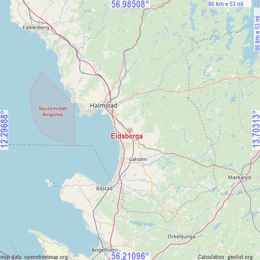 Eldsberga on map