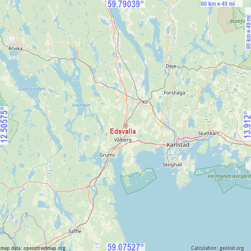 Edsvalla on map