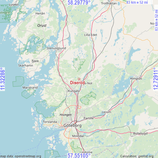 Diseröd on map