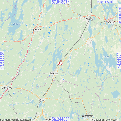 Diö on map