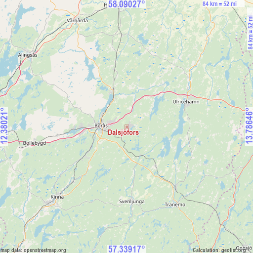 Dalsjöfors on map