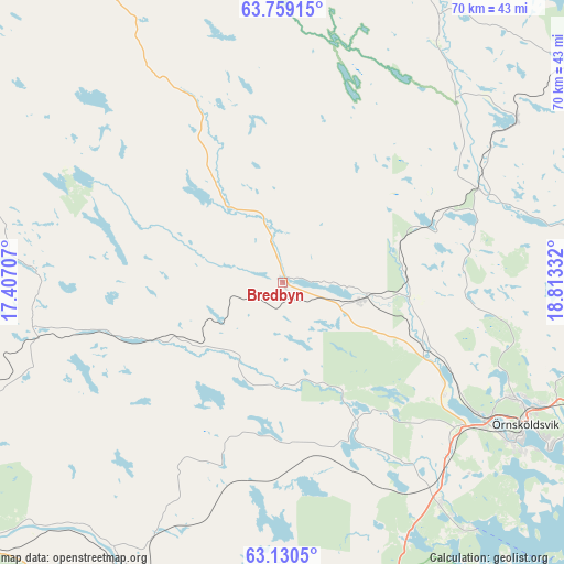 Bredbyn on map