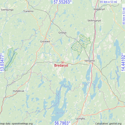 Bredaryd on map
