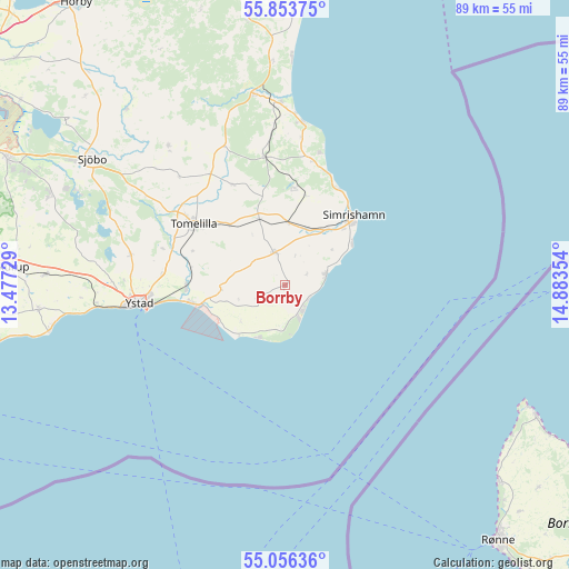 Borrby on map