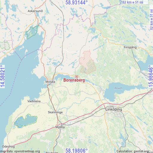 Borensberg on map