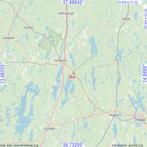 Bor on map