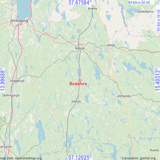 Bodafors on map