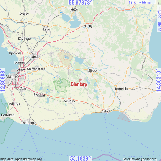 Blentarp on map