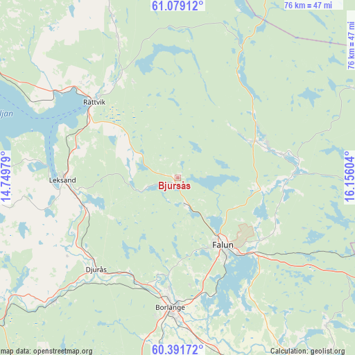 Bjursås on map
