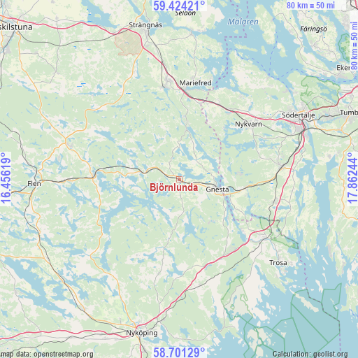 Björnlunda on map