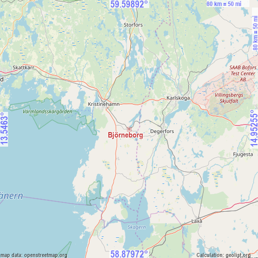 Björneborg on map