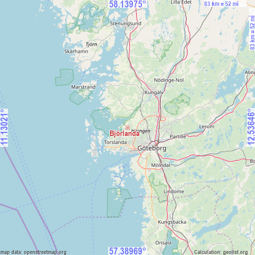 Björlanda on map