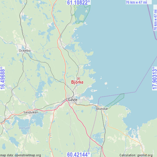 Björke on map