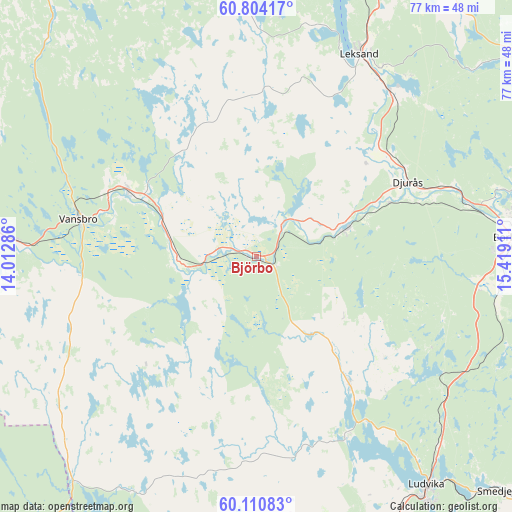 Björbo on map