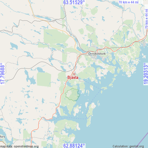 Bjästa on map